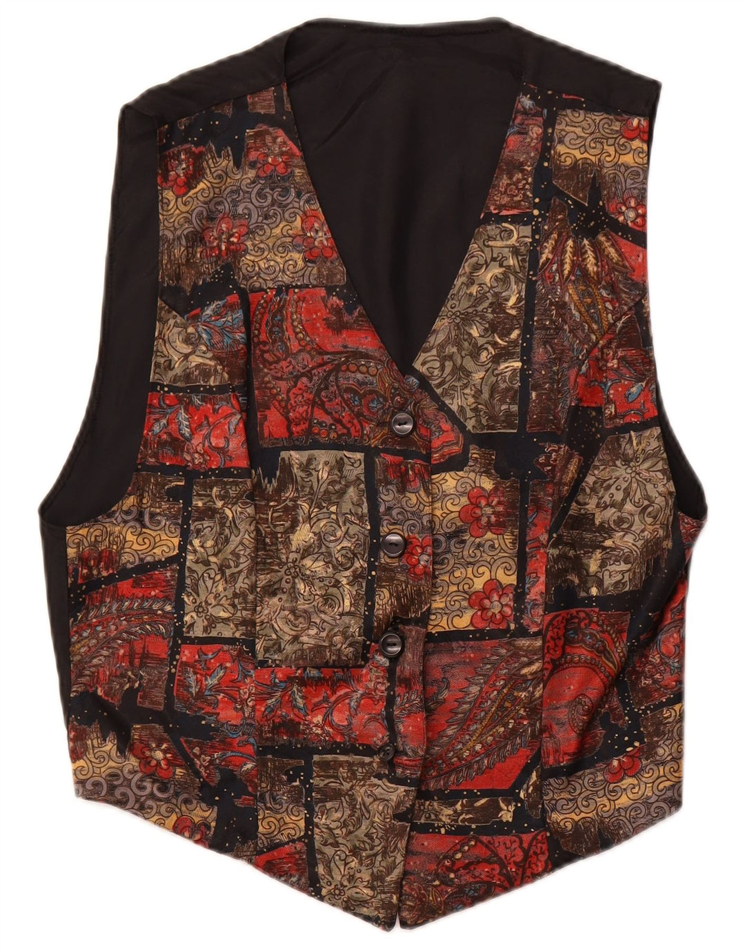 Gilet da donna vintage UK 14 grande patchwork multicolore