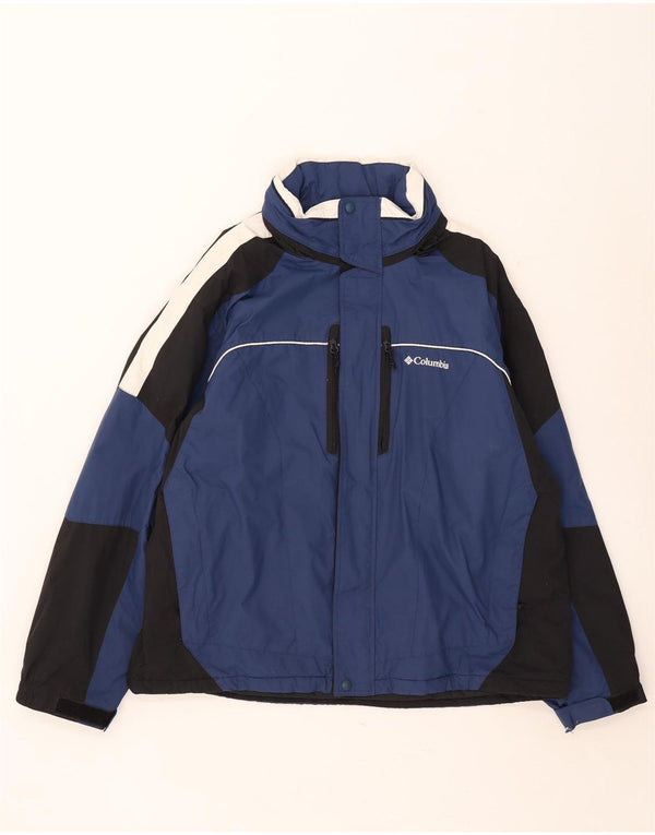 Giacca a vento con cappuccio da uomo Columbia UK 42 XL Blu navy color block