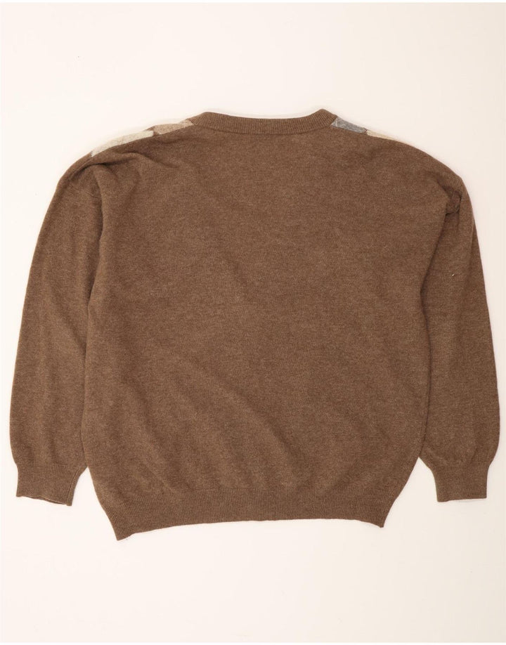 Maglione cardigan da uomo MONELLO IT 52 Large Marrone Argyle/Diamond Wool