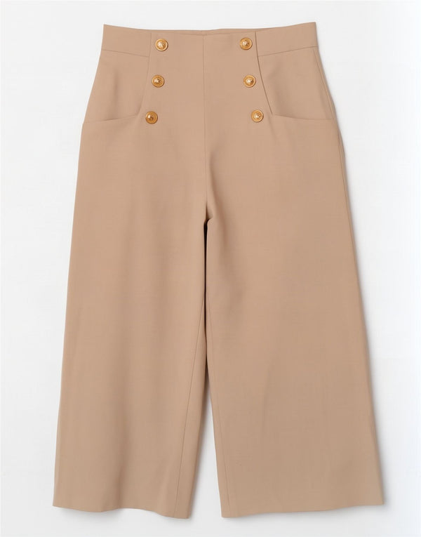Pantaloni Capri a gamba larga da donna Zara medi W28 L22 poliestere beige