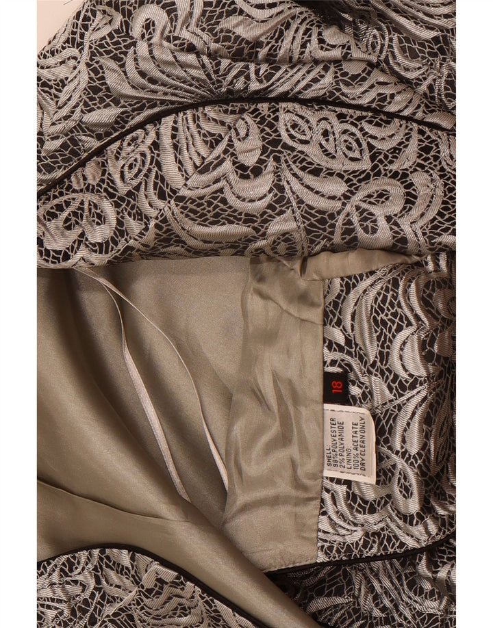 Giacca Bolero vintage da donna UK 18 XL Poliestere floreale grigio