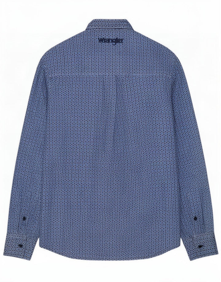 Camicia da uomo Wrangler piccola in cotone geometrico blu