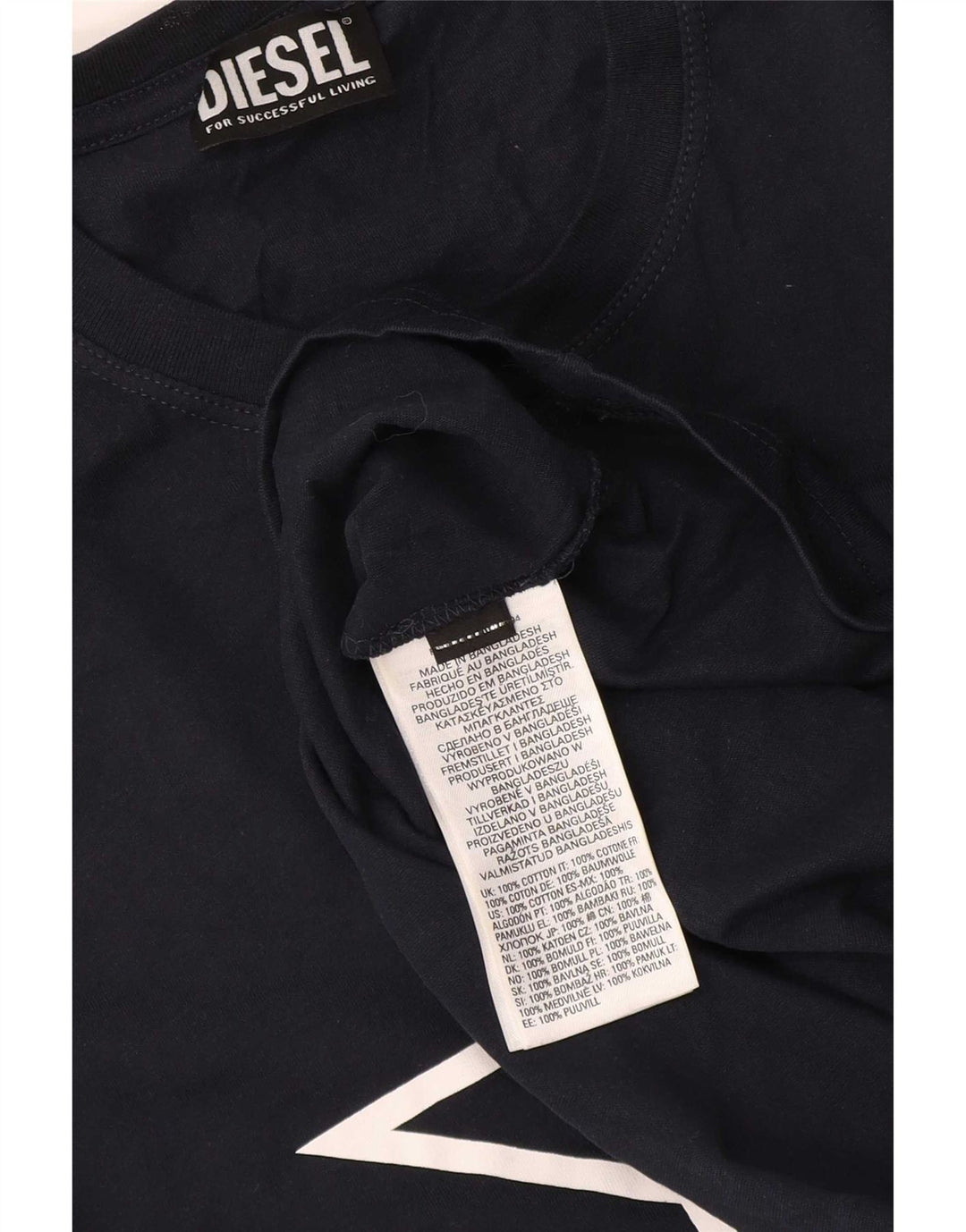 T-shirt grafica da uomo Diesel Top in cotone blu navy medio