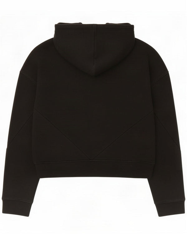 Adidas Felpa con cappuccio grafica da donna corta UK 14 Large Nero