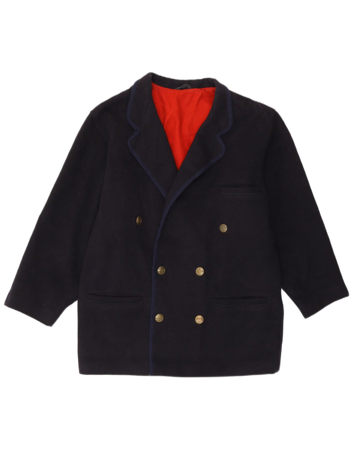Cappotto doppiopetto vintage da uomo vestibilità regolare IT 46 piccolo in lana blu navy