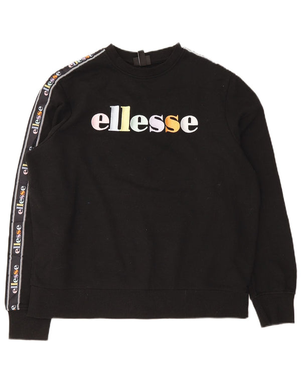 Ellesse, felpa oversize con grafica da donna, maglione, UK 10, piccola, cotone nero