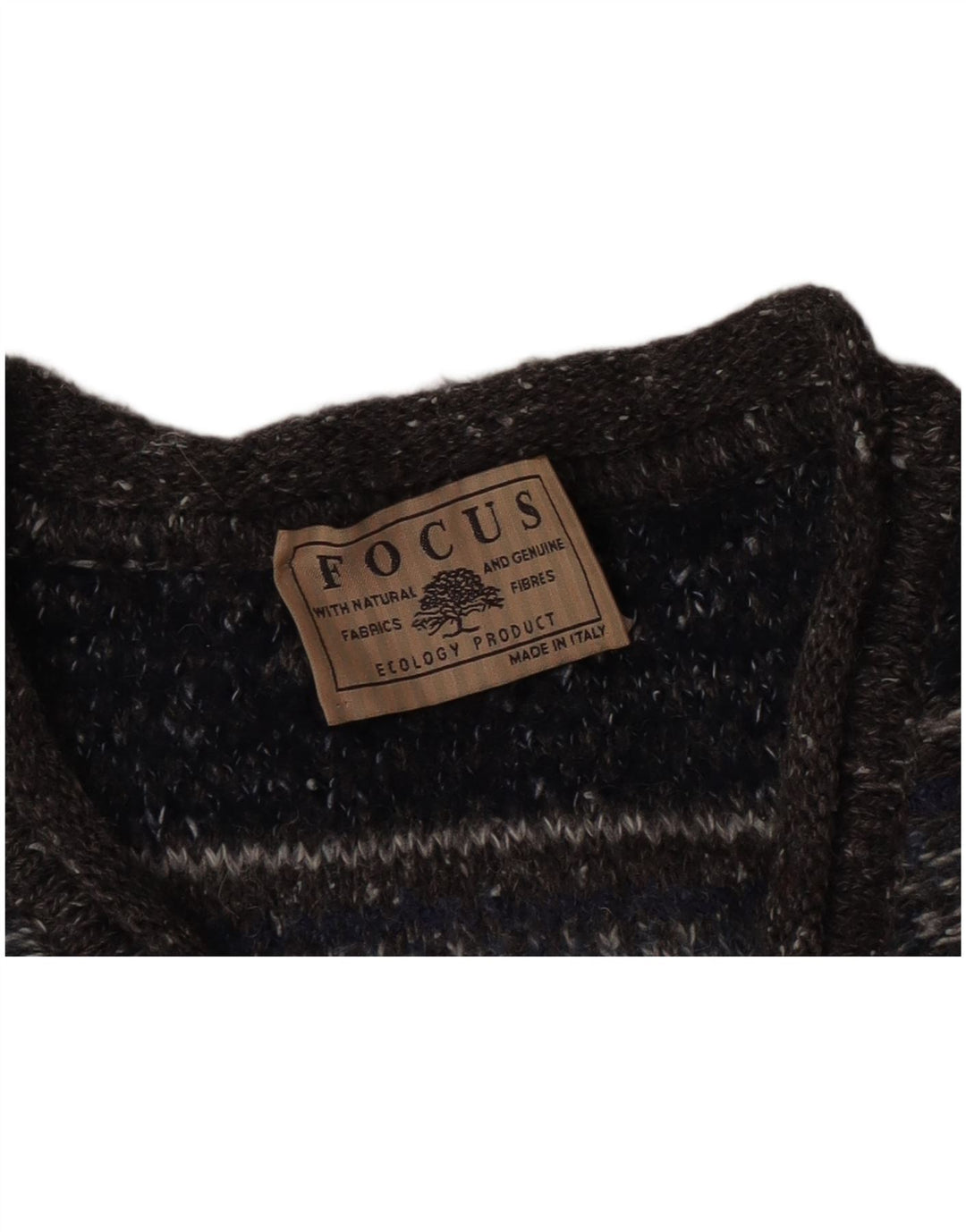 Maglione vintage da uomo con scollo a V grigio medio a righe