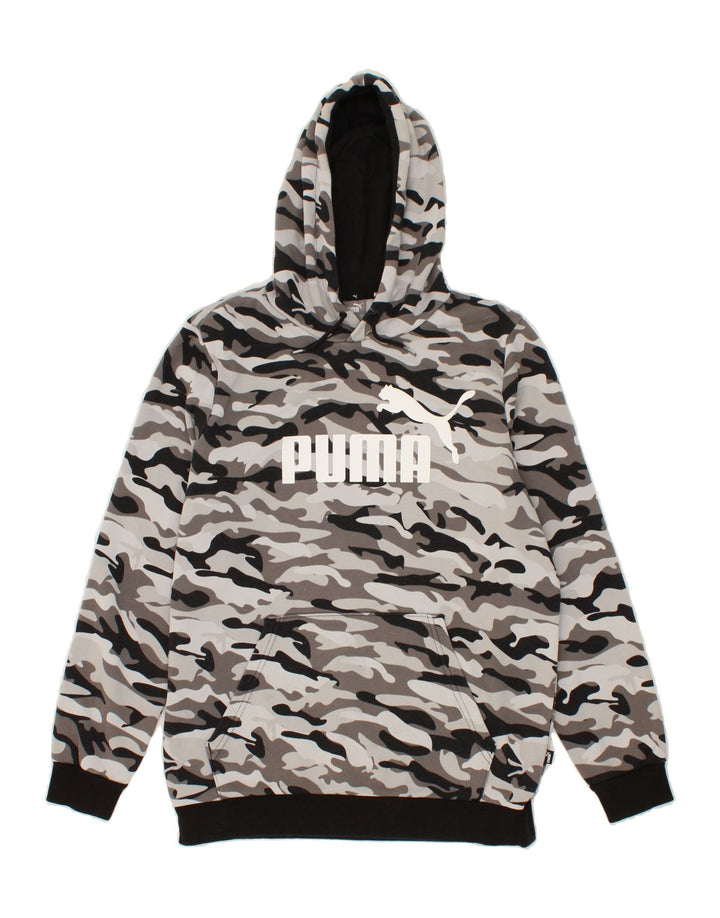 PUMA Mens Graphic Hoodie Jumper Medium Grey Camouflage Cotton Vintage Puma and Second-Hand Puma from Messina Hembry 