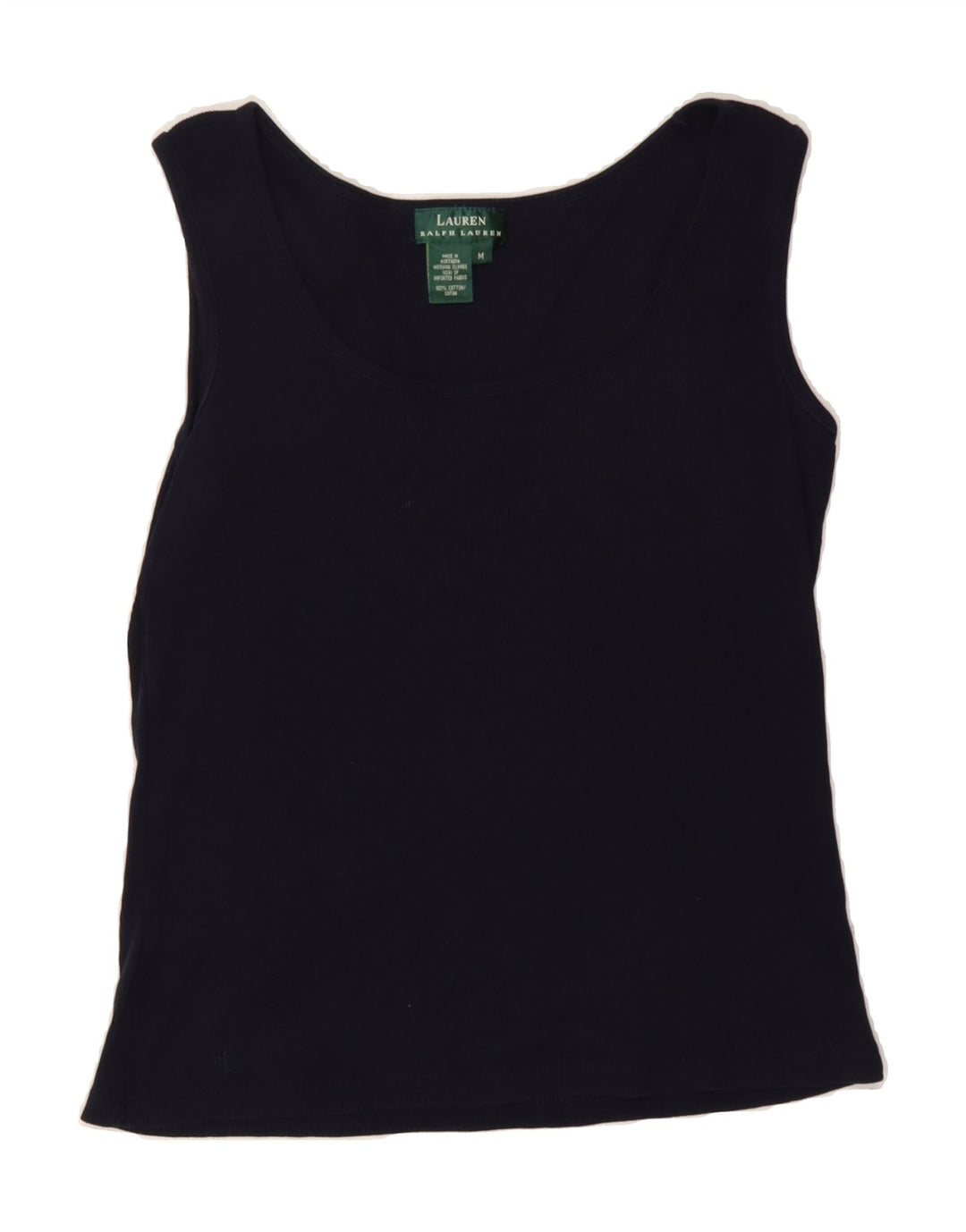 RALPH LAUREN Womens Vest Top UK 12 Medium Navy Blue Cotton Vintage Ralph Lauren and Second-Hand Ralph Lauren from Messina Hembry 