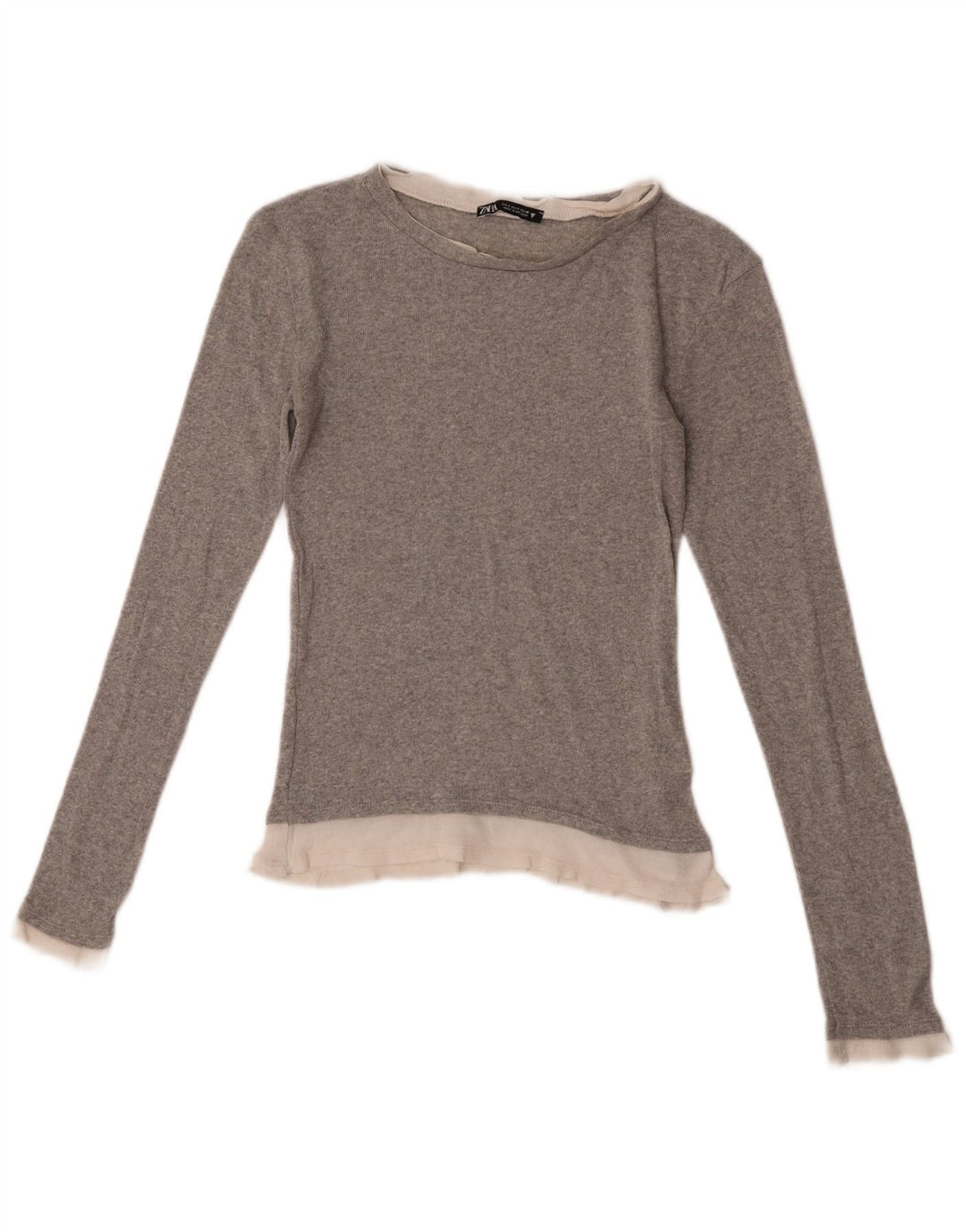 Maglia Zara da donna a maniche lunghe UK 8 Small Poliestere color block grigio