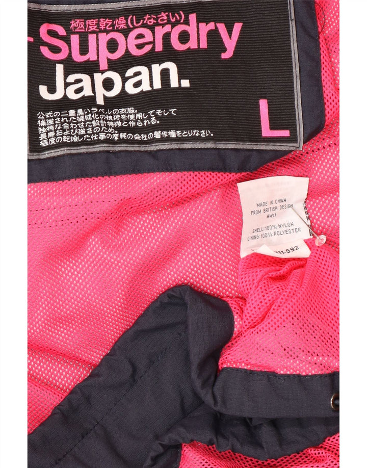 Giacca a vento da donna Superdry UK 16 Large in nylon blu navy