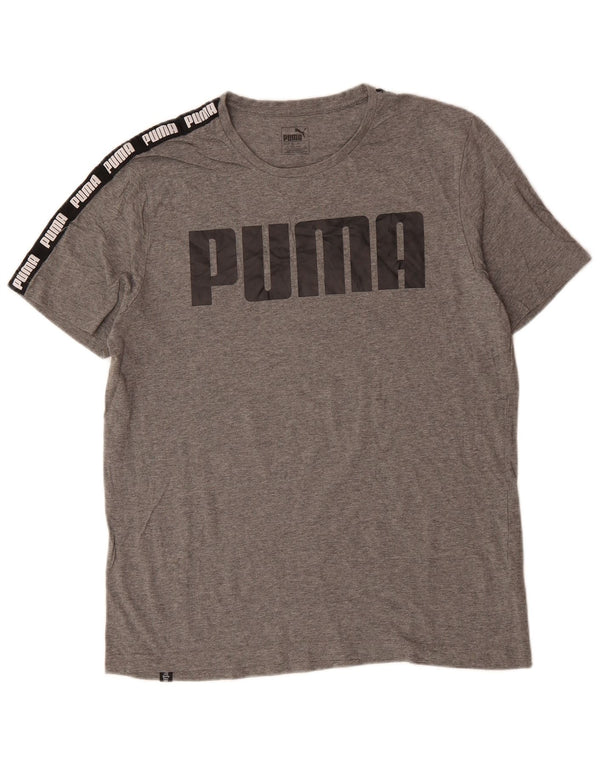 T-shirt grafica da uomo PUMA Top Large in cotone color block grigio