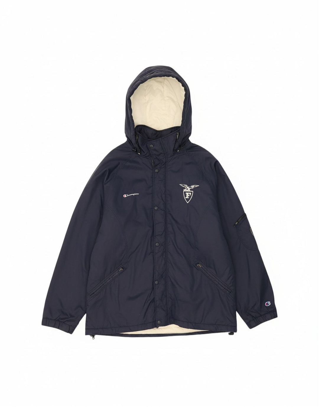 CHAMPION Mens Hooded Padded Jacket UK 42 XL Navy Blue Polyamide