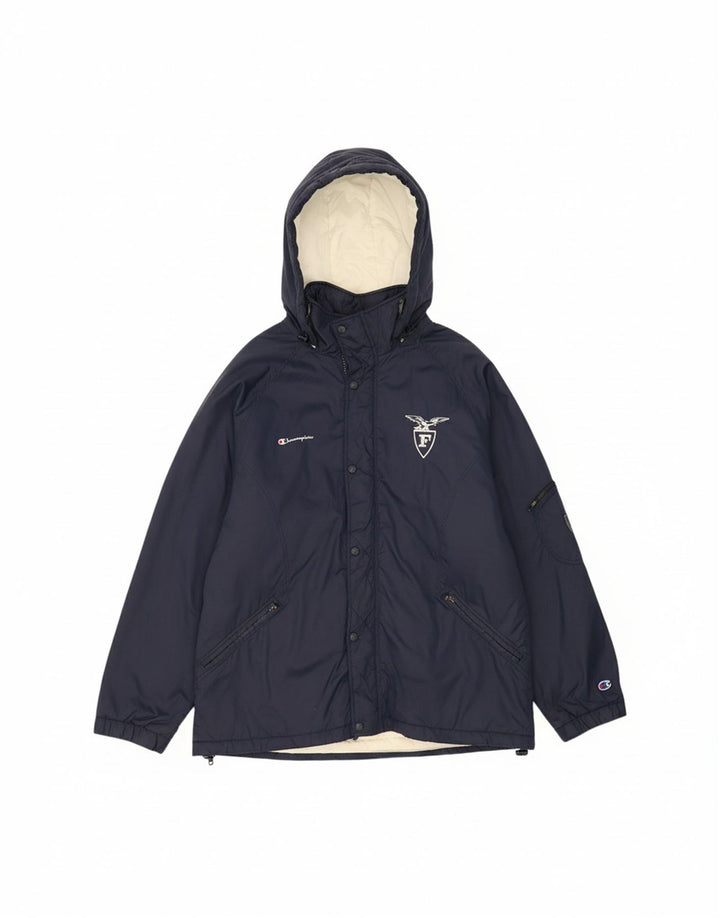 CHAMPION Mens Hooded Padded Jacket UK 42 XL Navy Blue Polyamide