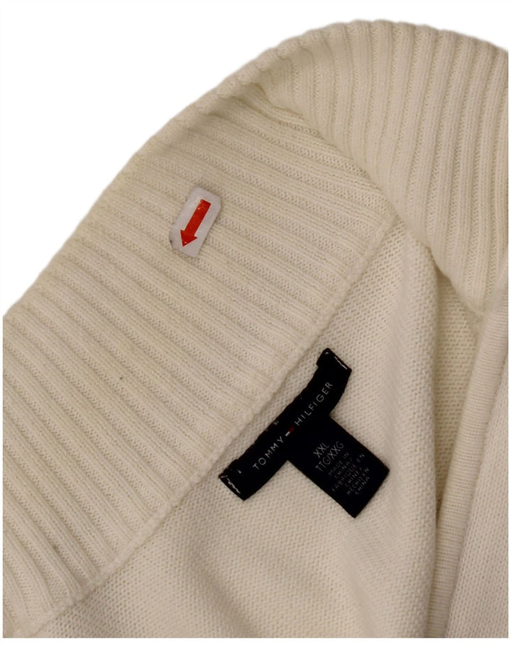TOMMY HILFIGER Maglione cardigan da donna UK 20 2XL Cotone bianco