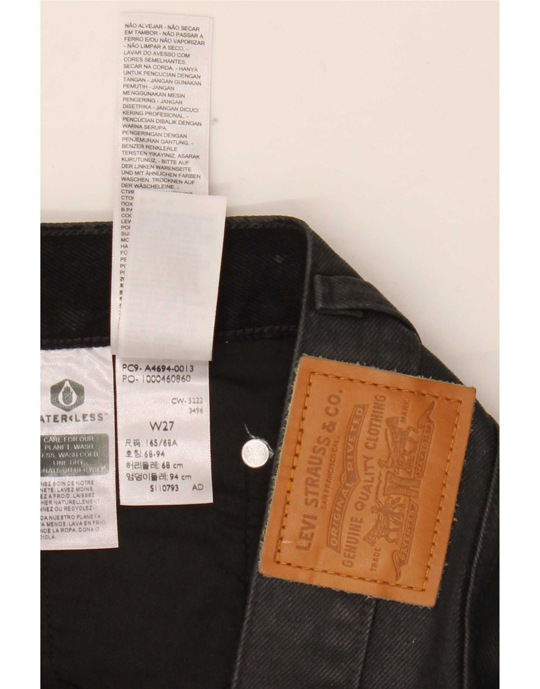 Mini gonna di jeans da donna Levi's W27 piccola in cotone nero