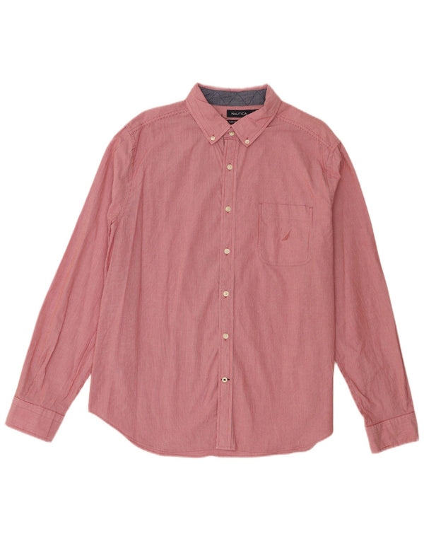 Camicia Nautica da uomo vestibilità classica XL cotone gessato rosa