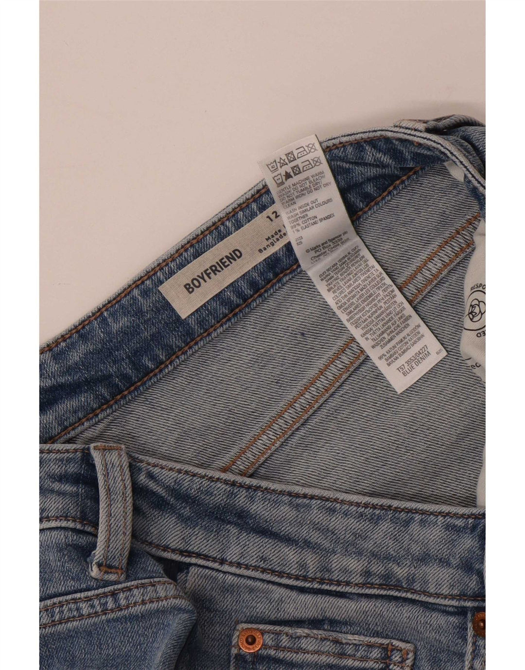 Pantaloncini di jeans Boyfriend da donna Marks & Spencer UK 12 medi W30 blu
