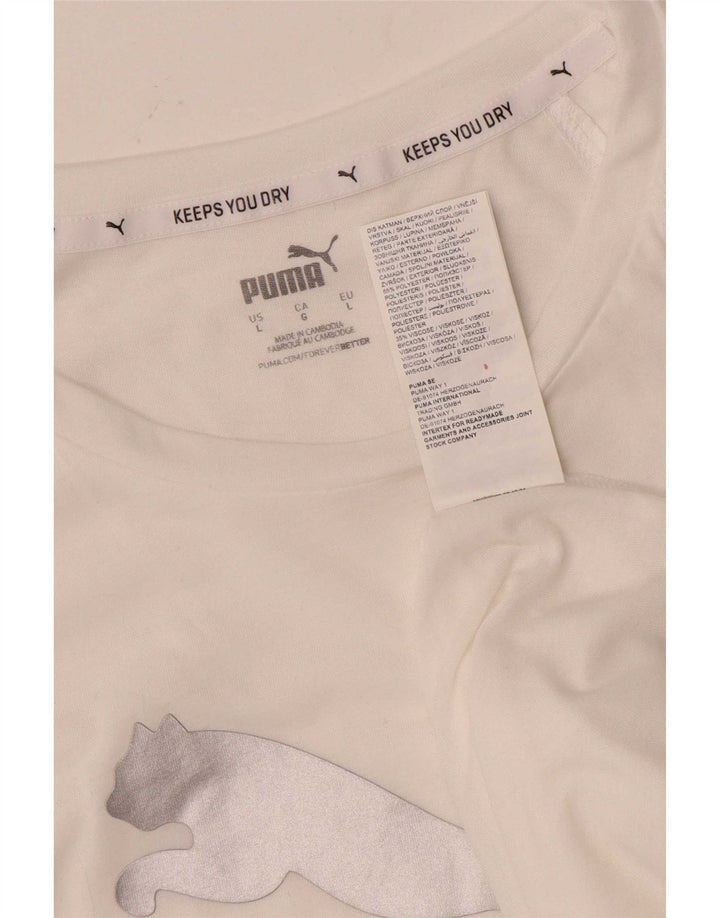T-shirt grafica da uomo Puma Top grande in poliestere bianco
