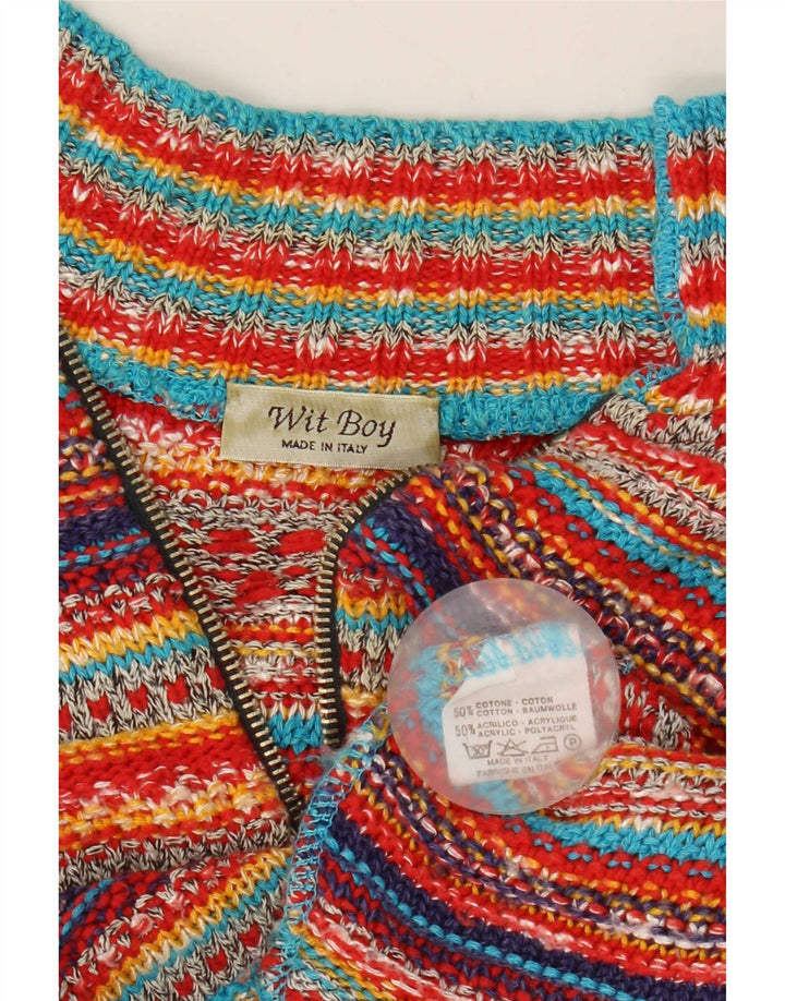 Maglione cardigan corto da donna Wit Boy UK 12 medio a righe multicolore