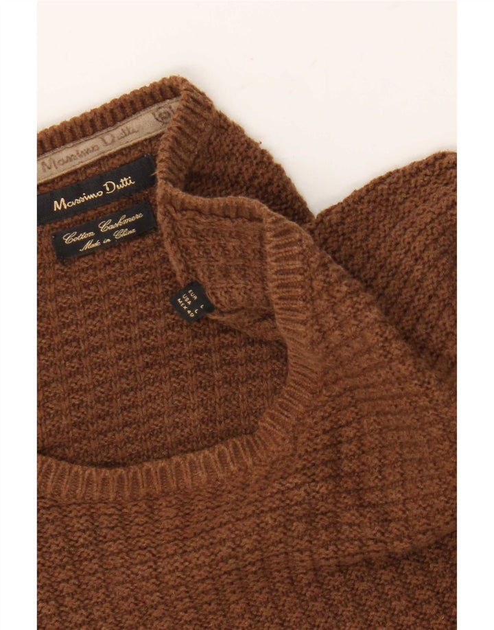 Massimo Dutti Maglione da uomo girocollo grande in cotone marrone