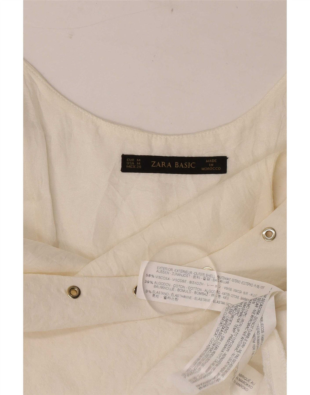 Abito a trapezio senza maniche da donna Zara UK 12 Viscosa bianca media