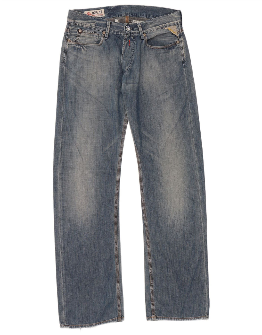Jeans dritti con grafica da uomo Replay W30 L34 cotone blu