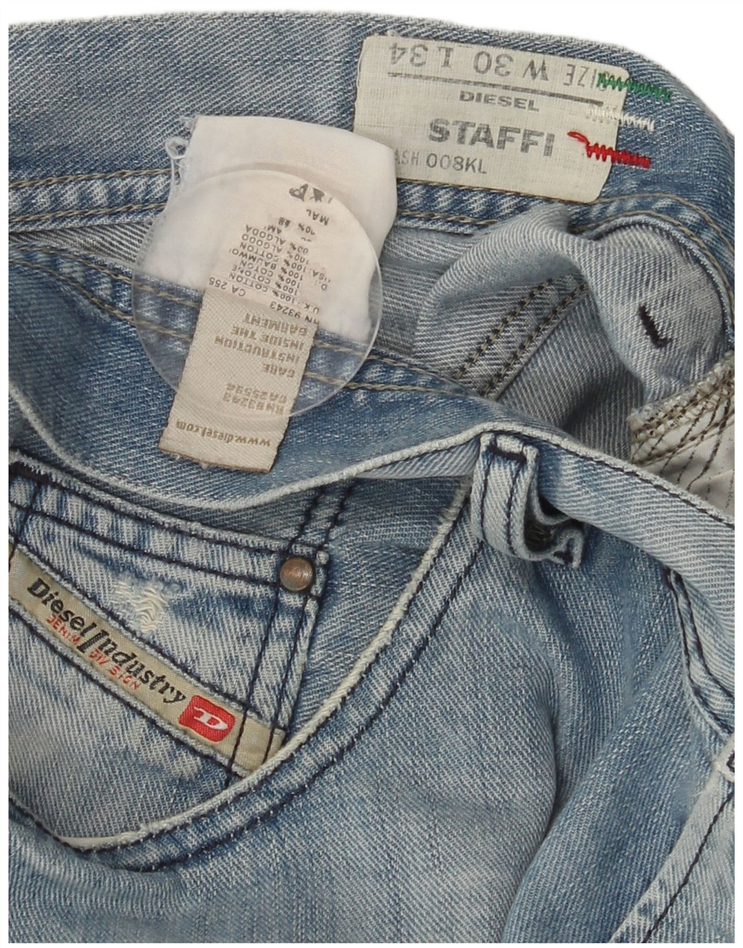 DIESEL Mens Staffy Slim Jeans W30 L31 Blue Cotton