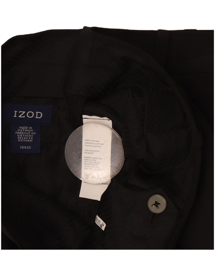 Pantaloni da abito dritti da uomo Izod W38 L30 poliestere nero