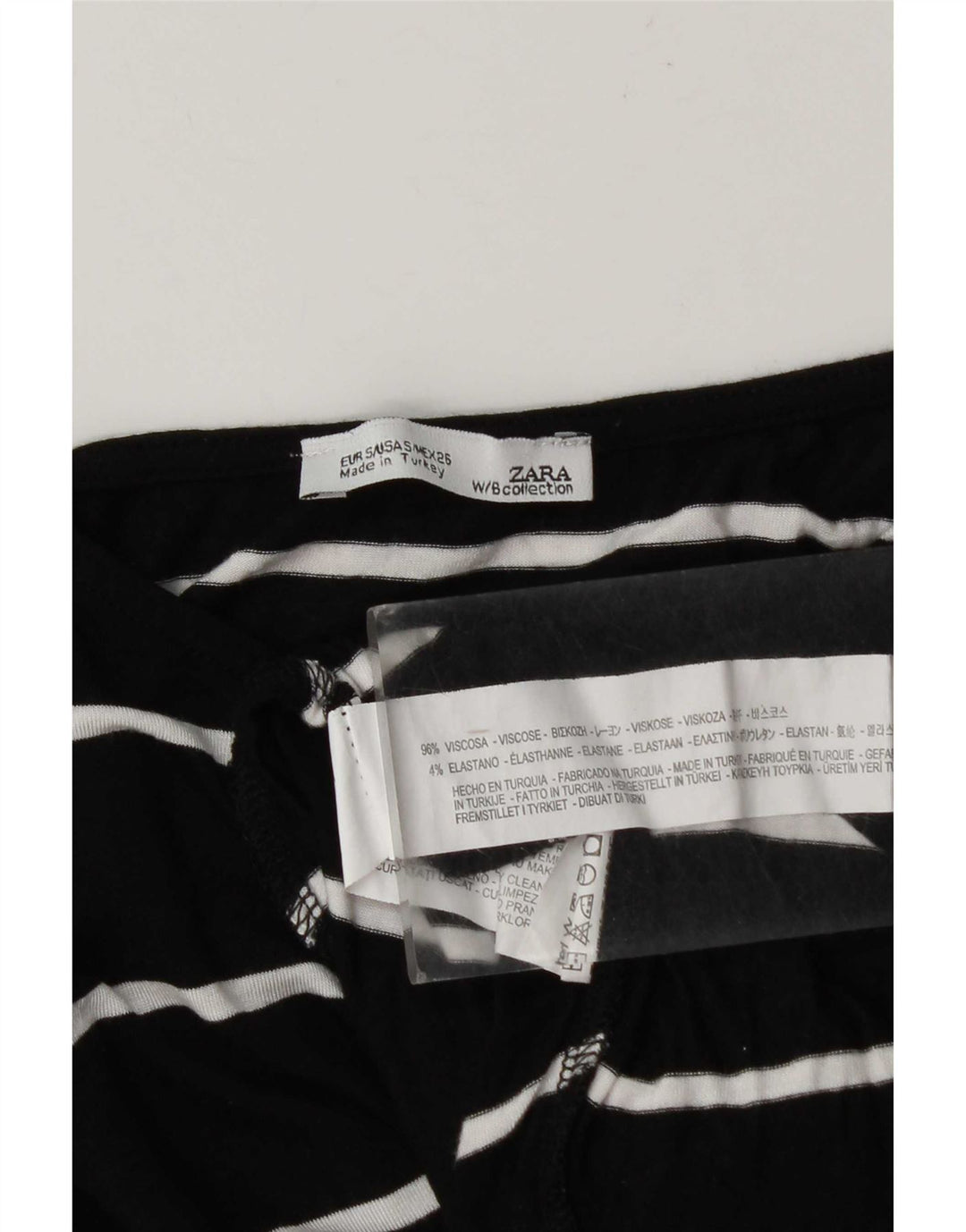Top Zara da donna oversize a maniche lunghe UK 10 piccolo in viscosa a righe nere