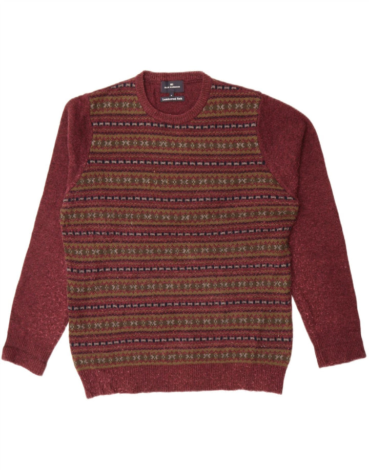 Maglione maglione girocollo da uomo Marks & Spencer blu Harbour bordeaux medio