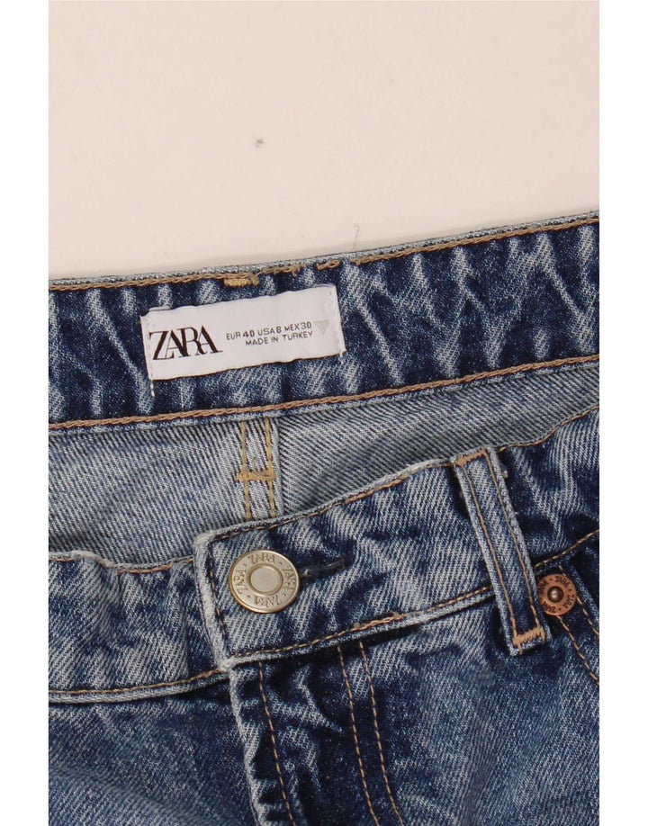 Jeans Zara da donna a gamba larga effetto invecchiato EU 40 medio W30 L33 cotone blu