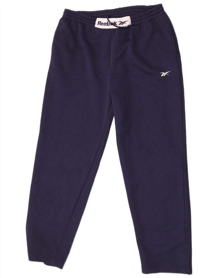 Pantaloni da tuta con grafica Reebok da uomo, grandi, in poliestere blu navy