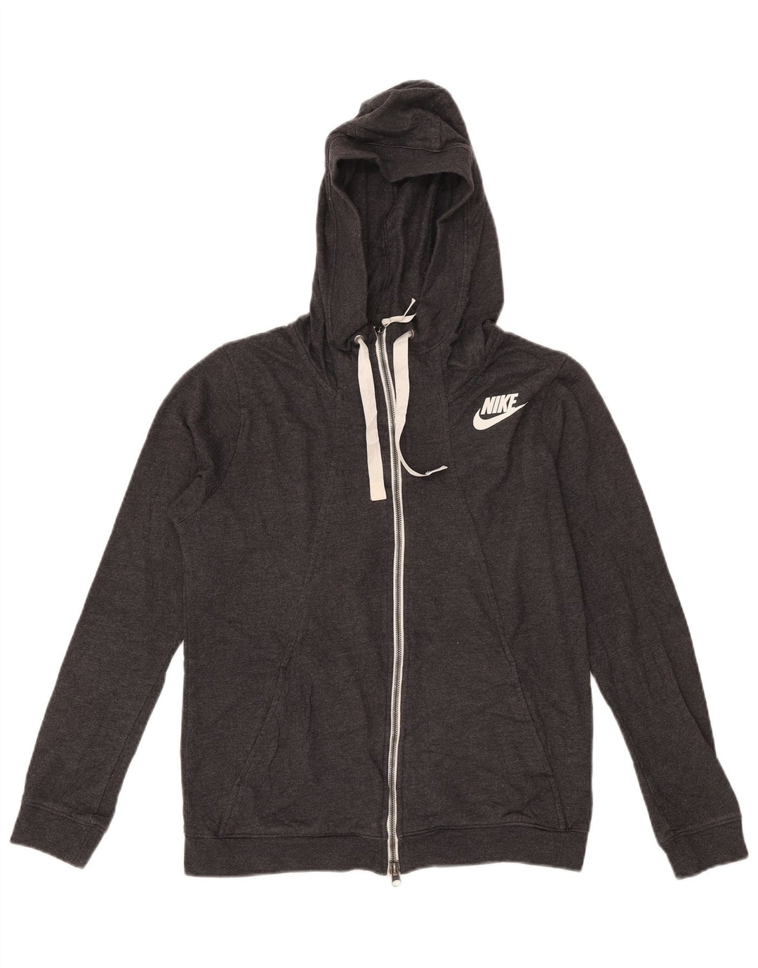 Felpa con cappuccio e zip da donna Nike UK 14 Poliestere grigio medio