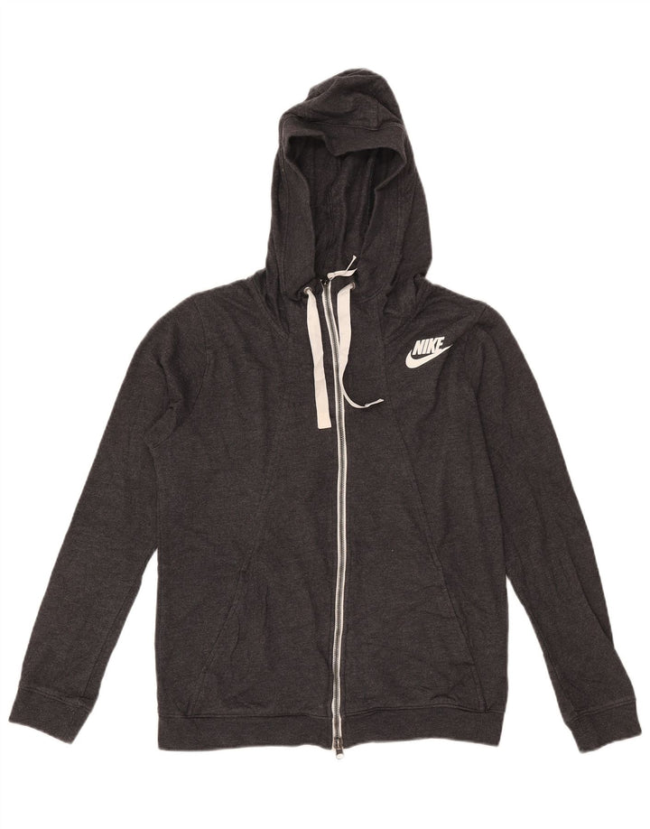 Felpa con cappuccio e zip da donna Nike UK 14 Poliestere grigio medio