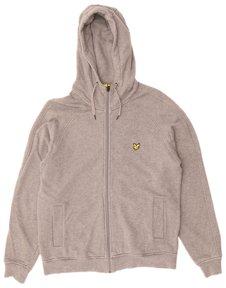 LYLE & SCOTT Mens Zip Hoodie Sweater Large Grey Cotton