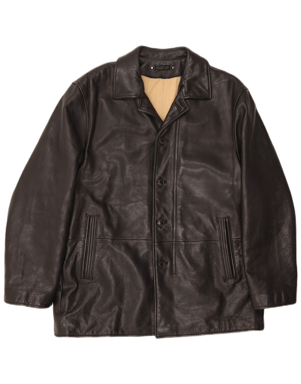 Giacca in pelle da uomo VINTAGE UK 46 3XL Pelle nera