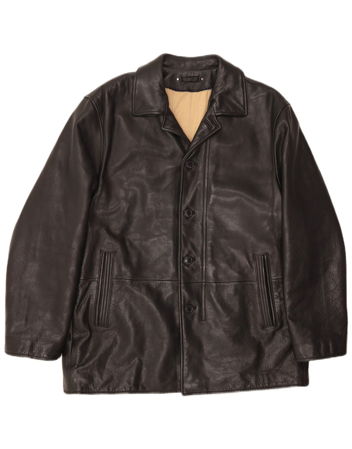 Giacca in pelle da uomo VINTAGE UK 46 3XL Pelle nera