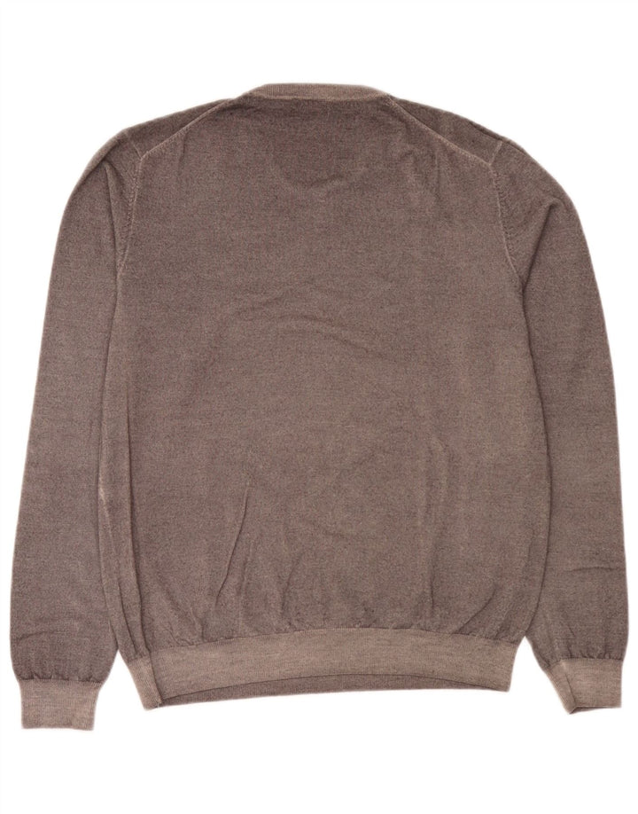 Maglione maglione con scollo a V da uomo Sun68 grande lana grigia