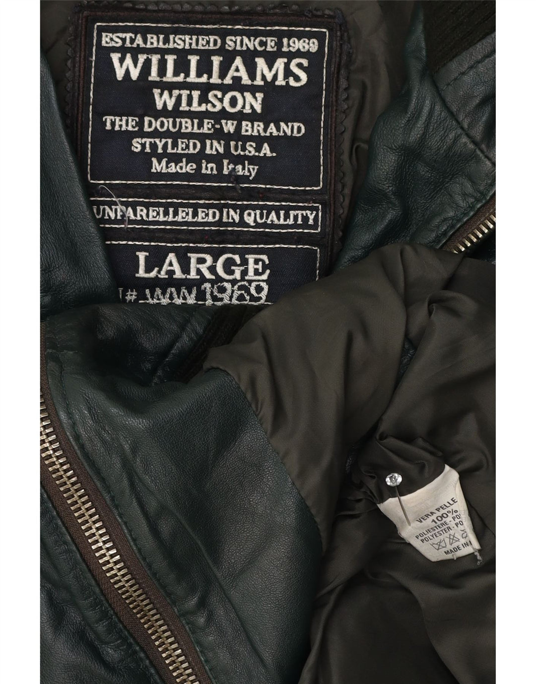 Giacca in pelle da uomo Williams Wilson UK 40 grande in pelle verde