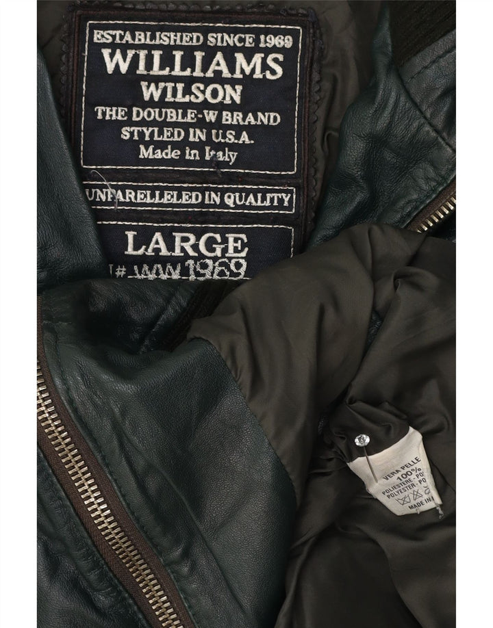 Giacca in pelle da uomo Williams Wilson UK 40 grande in pelle verde