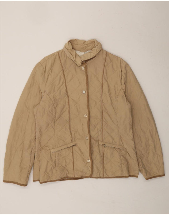 HENRY COTTONS Womens Quilted Jacket UK 16 Large Beige Cotton Vintage Henry Cottons and Second-Hand Henry Cottons from Messina Hembry 