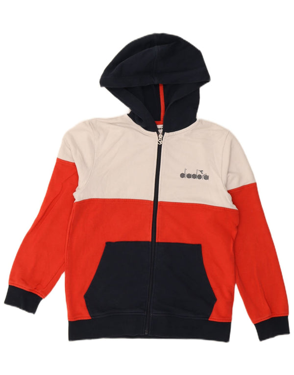 Felpa con cappuccio e zip Diadora per ragazzi 11-12 anni XL Colourblock multicolore
