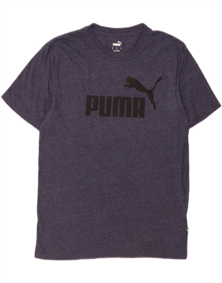 T-shirt grafica da uomo Puma Top in cotone chiazzato blu navy medio