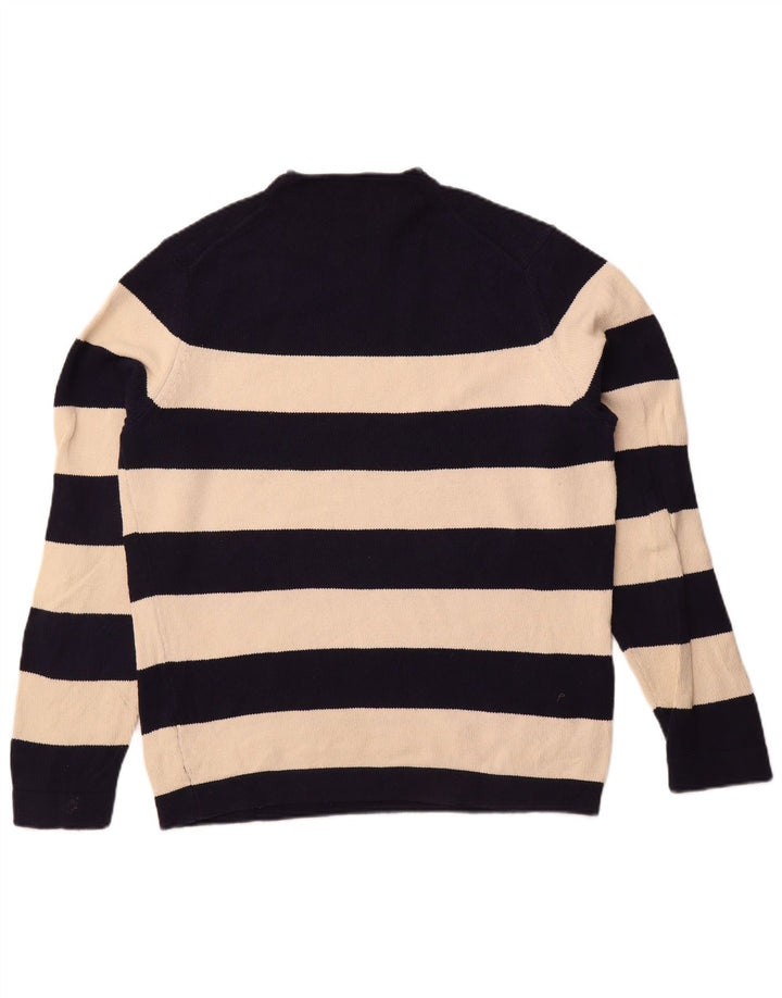 Massimo Dutti Maglione da uomo con collo alto e maglione grande in cotone blu navy