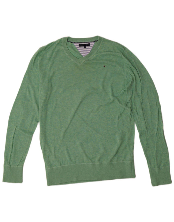 Maglione maglione con scollo a V per ragazzi Tommy Hilfiger 15-16 anni in cotone verde