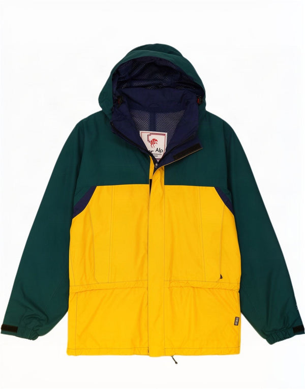 tecnoAlp Mens Gore-Tex Hooded Ski Jacket UK 36 Small Yellow Colourblock