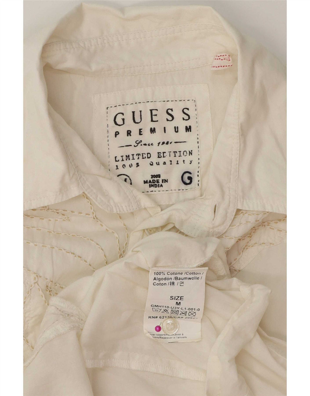 Camicia Guess Uomo Cotone Bianco Medio