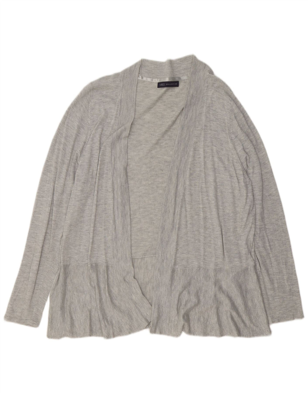 MARKS & SPENCER Maglione cardigan aperto da donna UK 20 2XL Grigio chiazzato