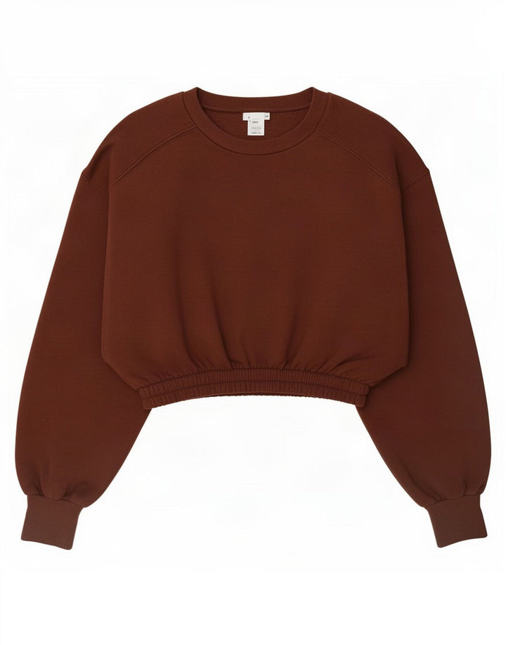 Felpa corta da donna Zara UK 10 piccola marrone